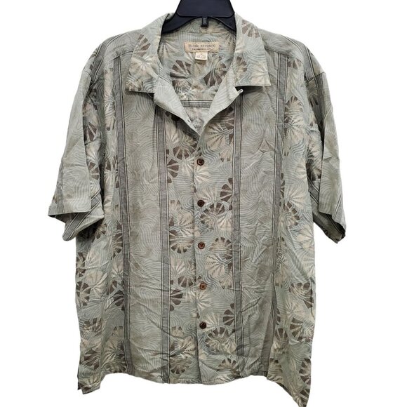 Island Republic Men's Sage Silk Blend Aloha Hawaiian‎ Lounge Button Up Size XL - Picture 1 of 5